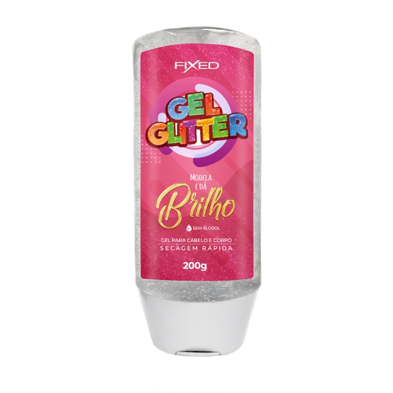 Gel Glitter Fixed Corpo e Cabelo 200 gr Incolor