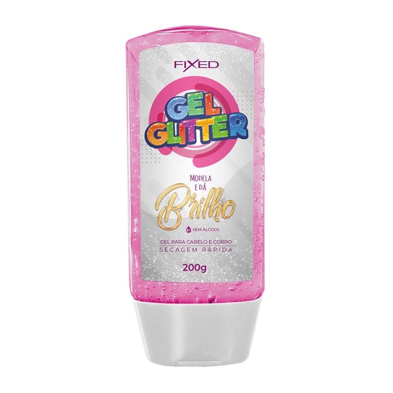 Gel Glitter Fixed Corpo e Cabelo 200 gr Rosa