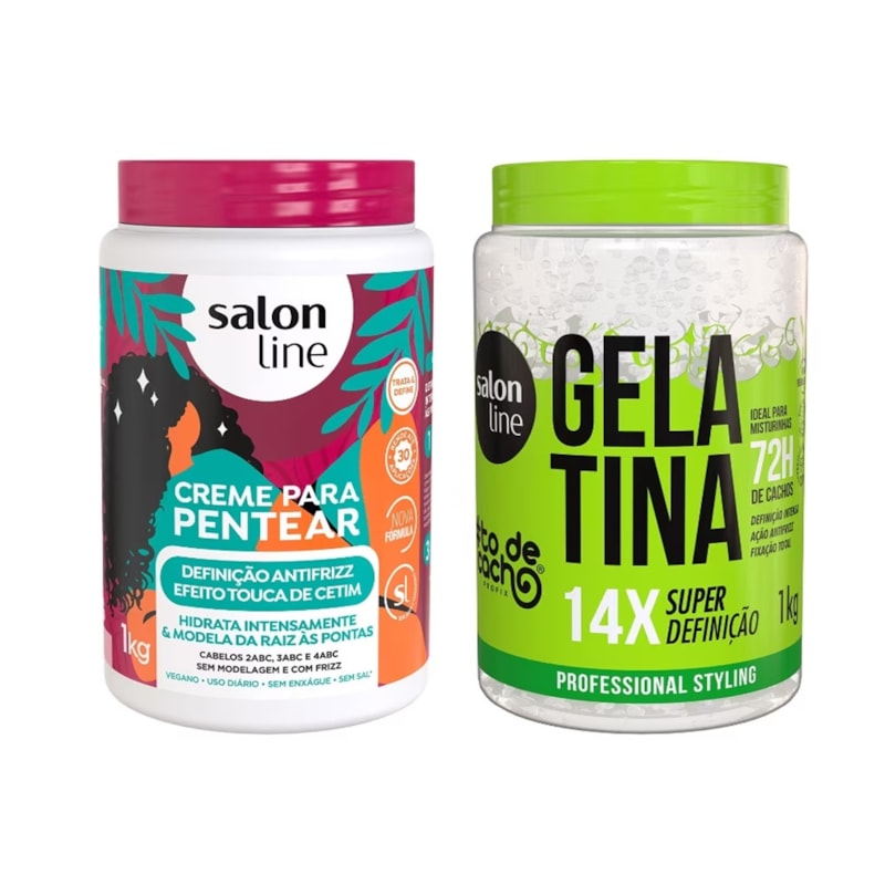 Kit Creme Definição Antifrizz + Gelatina Super Definição Salon Line 1 Kg