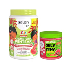 Kit Creme para Pentear + Gelatina Salon Line Melancia