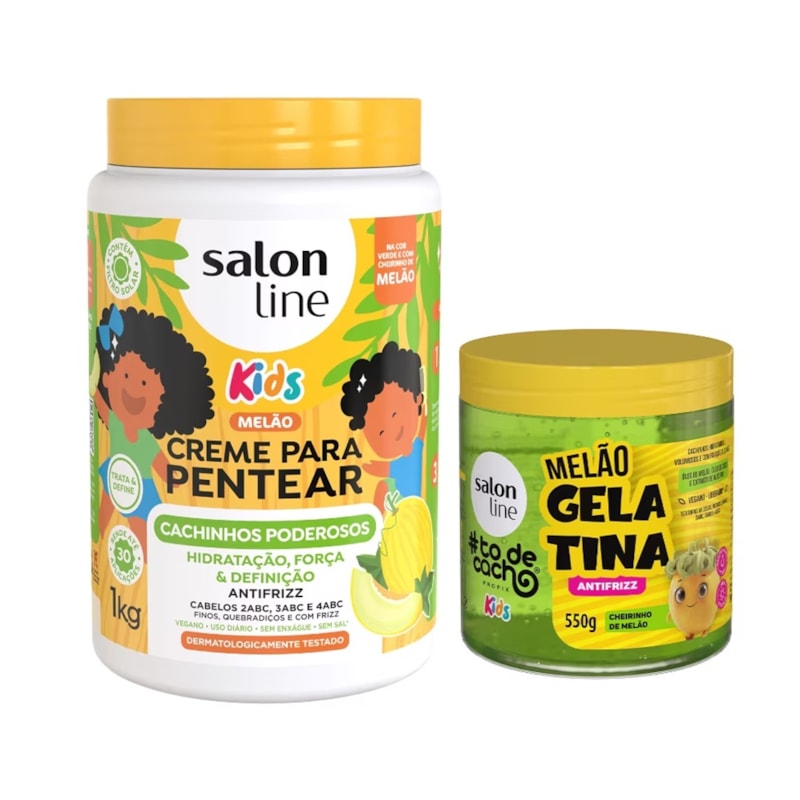 Kit Creme para Pentear + Gelatina Salon Line Melão