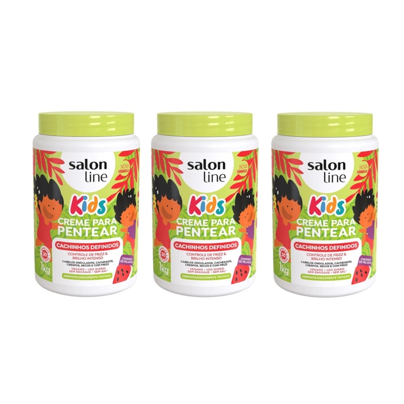 Kit Creme para Pentear Salon Line Kids 1 Kg Melancia 3 unidades