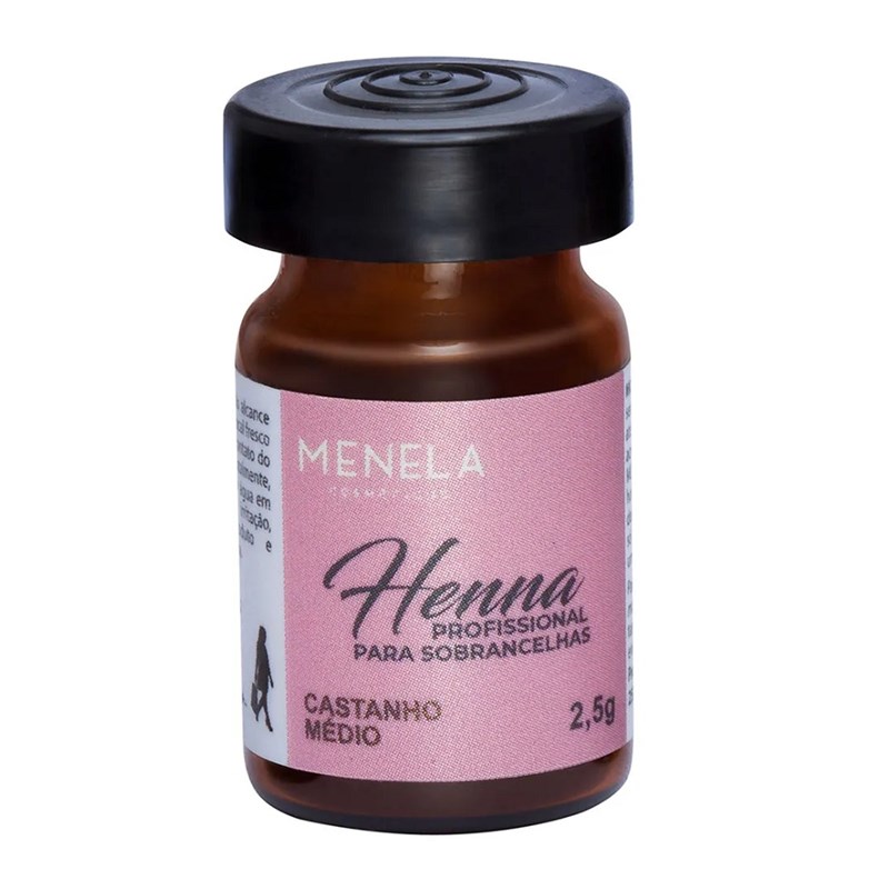 Kit Henna Para Sobrancelhas Menela 2,5 gr Castanho Médio
