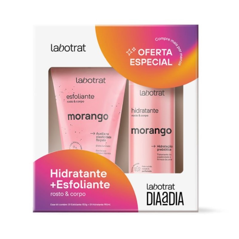 Kit Hidratante 190 ml + Esfoliante 150 gr Labotrat Morango