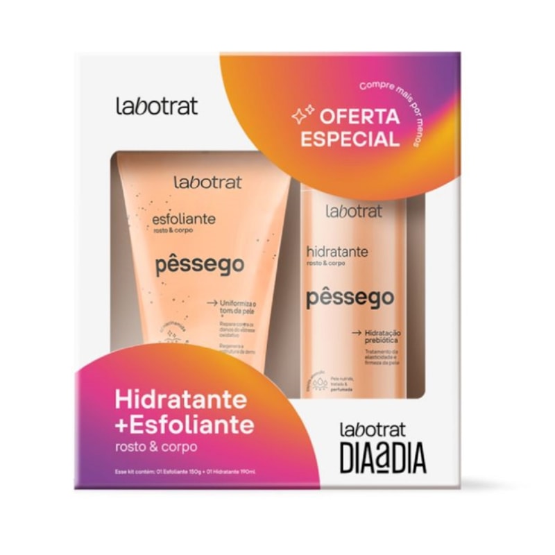 Kit Hidratante 190 ml + Esfoliante 150 gr Labotrat Pêssego