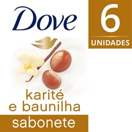 Kit Sabonete Barra Dove 90 gr Karite e Baunilha 6 Unidades