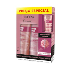 Kit Shampoo 250 ml + Condicionador 125 ml Siàge Nutri Rosé Grátis Leave-In 30 ml