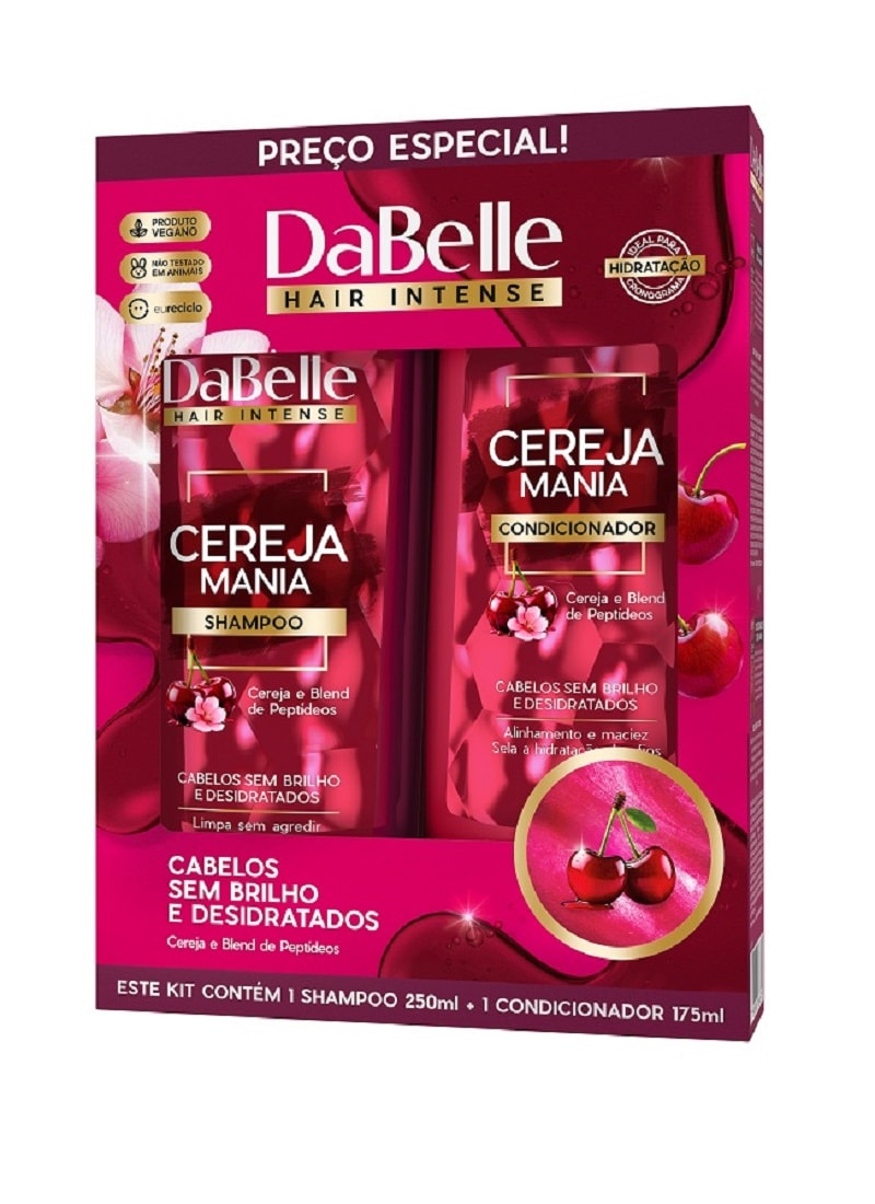 Kit Shampoo 250 ml + Condicionador 175 ml Dabelle Cereja Mania