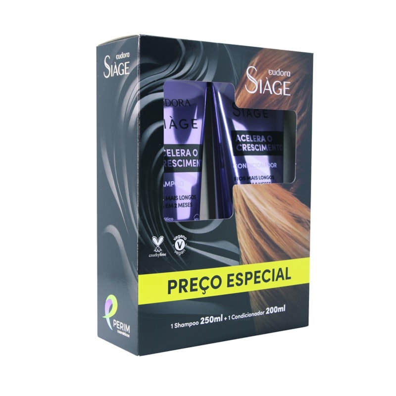 Kit Shampoo 250 ml + Condicionador 200 ml Siàge Acelera o Crescimento