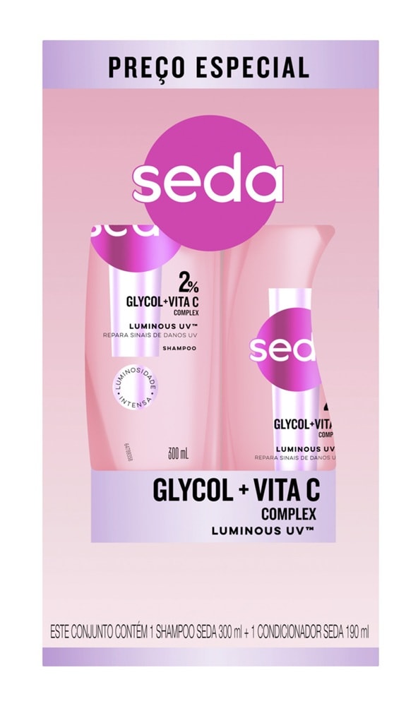 Kit Shampoo 300 ml + Condicionador 190 ml Seda Luminous UV