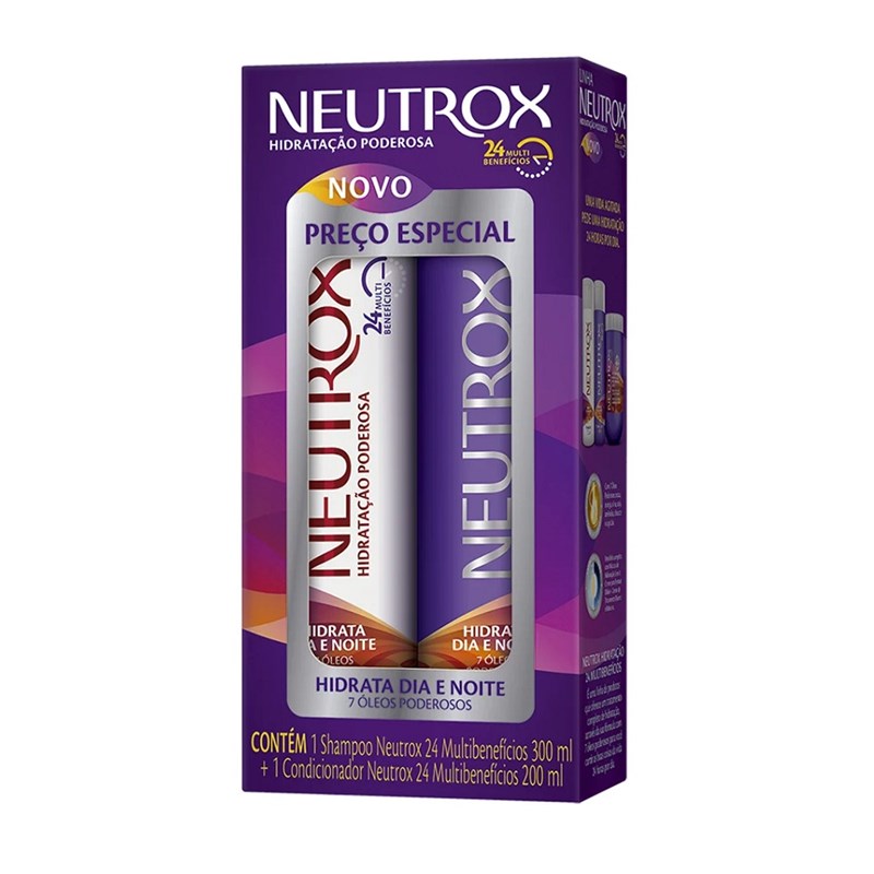 Kit Shampoo 300 ml + Condicionador 200 ml Neutrox 24 Multibenefícios