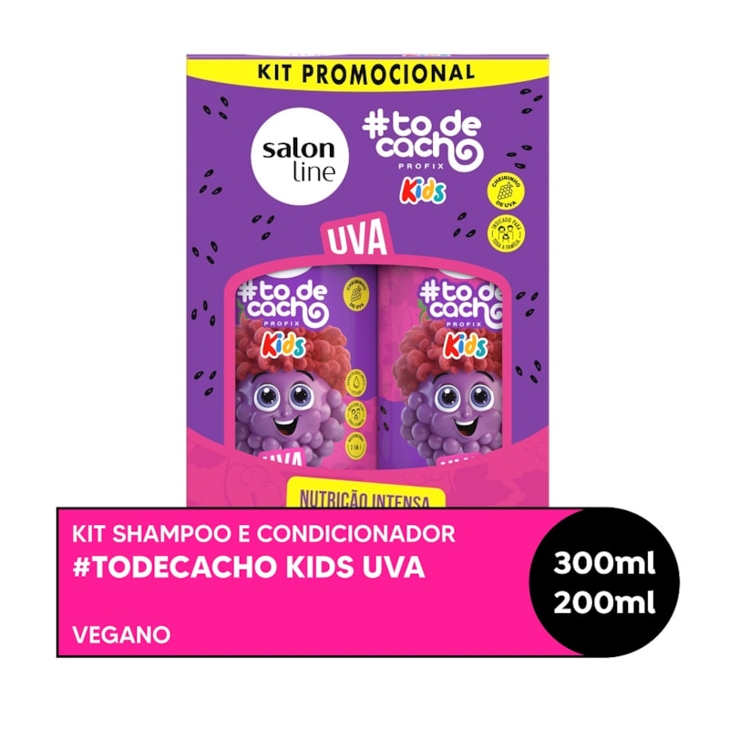 Kit Shampoo 300 ml + Condicionador 200 ml Salon Line #todecacho Kids Uva