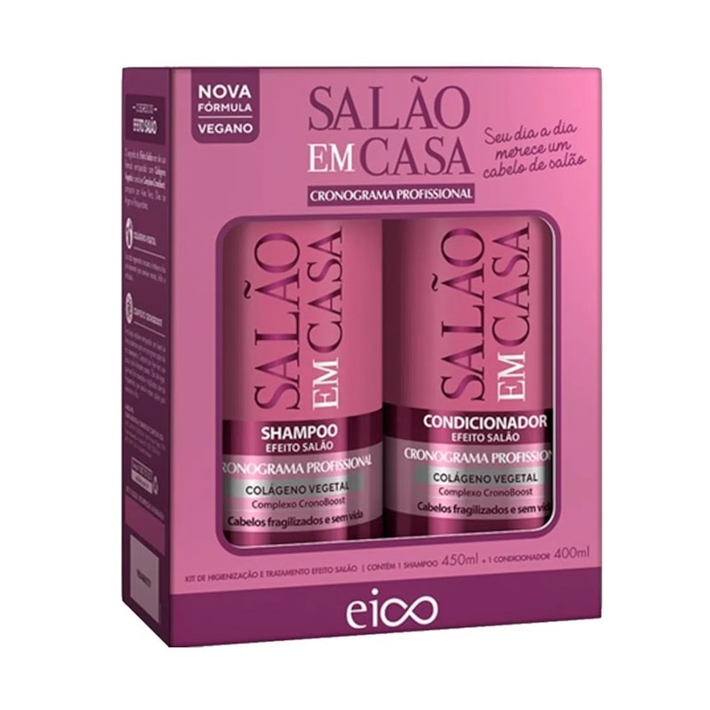 Kit Shampoo 450 ml + Condicionador 400 ml Eico Salão em Casa Cronograma Profissional