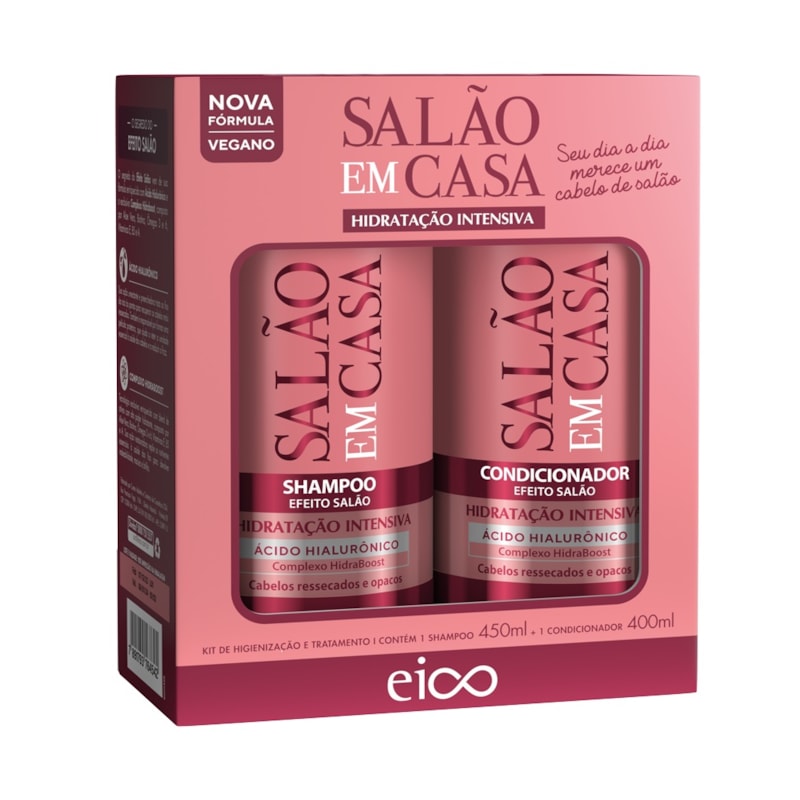 Kit Shampoo 450 ml + Condicionador 400 ml Eico Salão em Casa Hidratação Intensiva