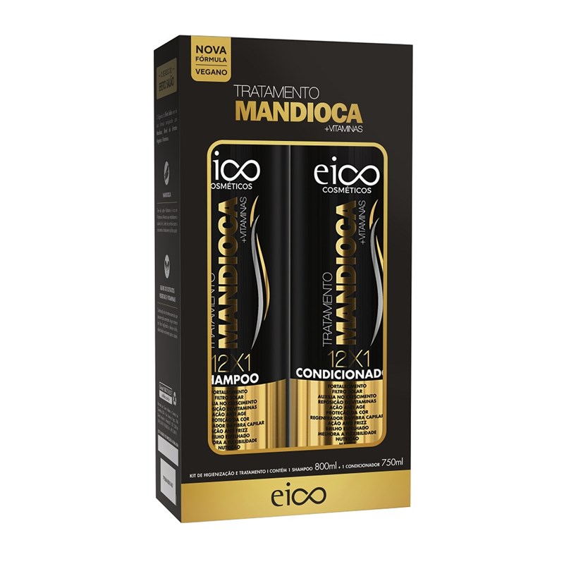 Kit Shampoo 800 ml + Condicionador 750 ml Eico Mandioca