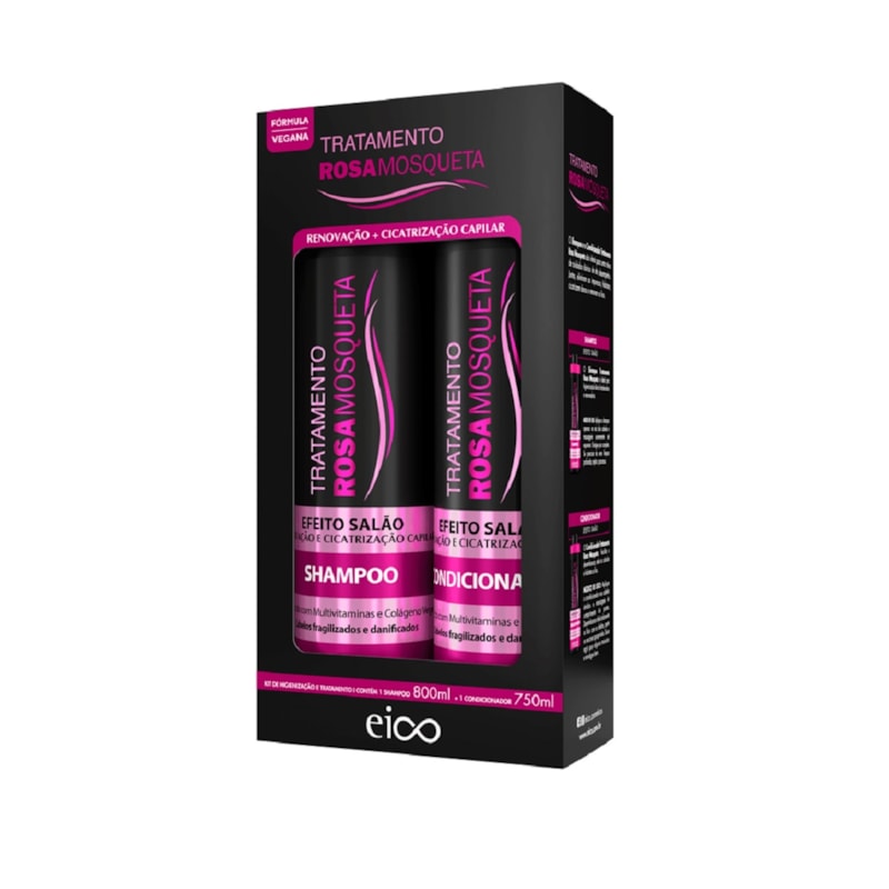 Kit Shampoo 800 ml + Condicionador 750 ml Eico Rosa Mosqueta