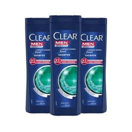 Kit Shampoo Anticaspa Clear Men 400 ml Limpeza Diária 2 em 1