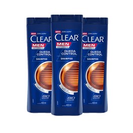 Kit Shampoo Anticaspa Clear Men 400 ml Queda Control