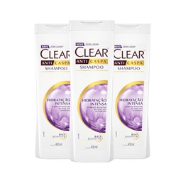 Kit Shampoo Anticaspa Clear Women 400 ml Hidratação Intensa