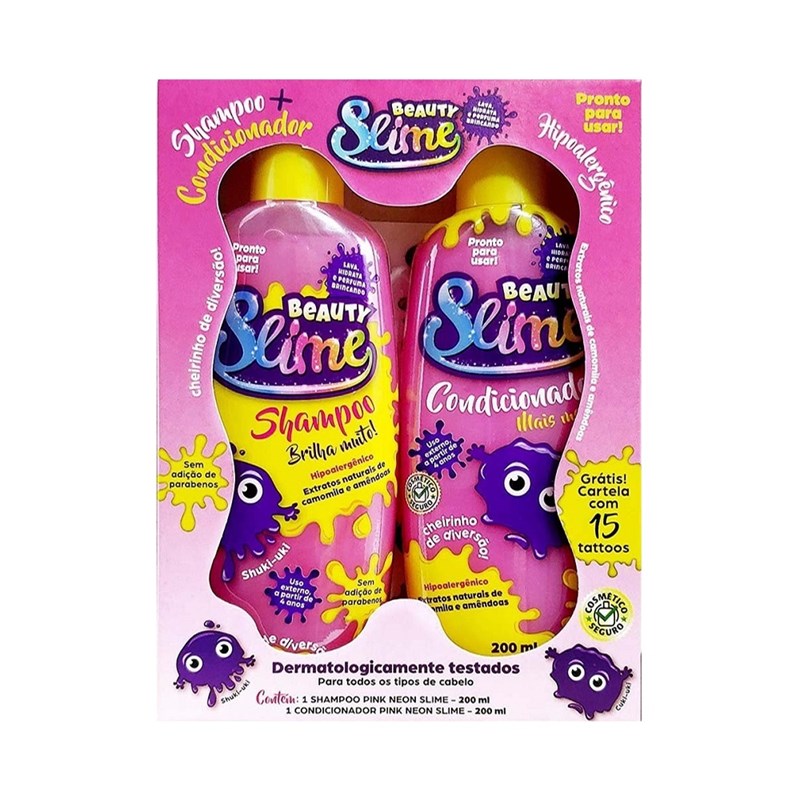 Kit Shampoo + Condicionador Beauty Slime 200 ml Pink Neon