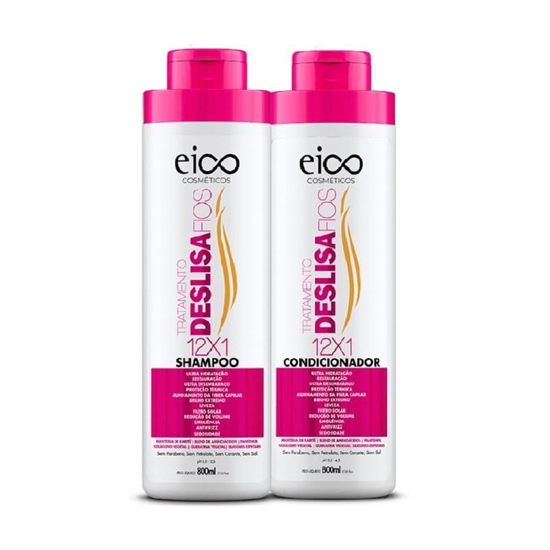 Kit Shampoo + Condicionador Eico Tratamento Profissional 800 ml Cada Deslisa Fios