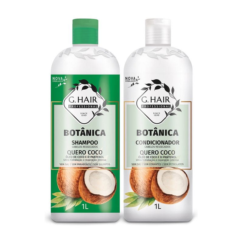 Kit Shampoo + Condicionador G.Hair Botânica 1 Litro Quero Coco
