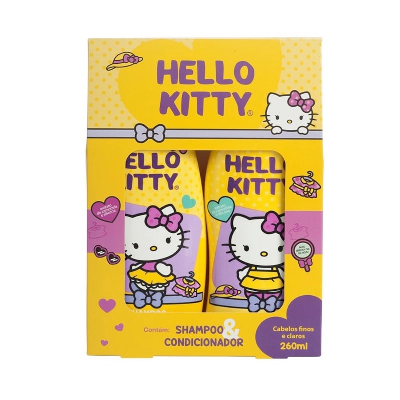 Kit Shampoo + Condicionador Hello Kitty 260 ml Finos e Claros