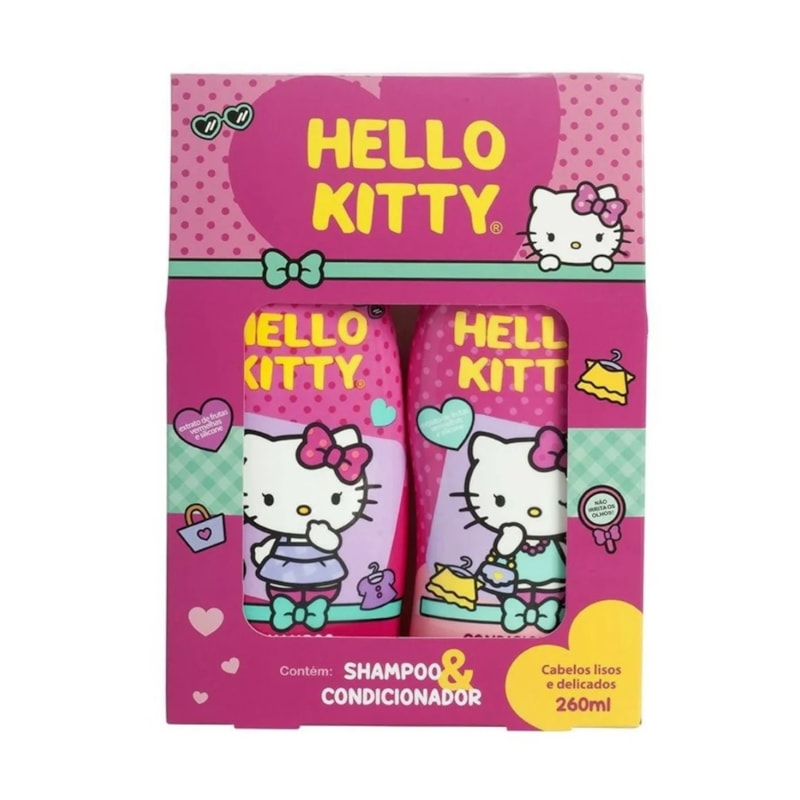 Kit Shampoo + Condicionador Hello Kitty 260 ml Lisos e Delicados