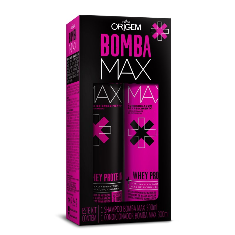 Kit Shampoo + Condicionador Origem Bomba Max Whey Protein