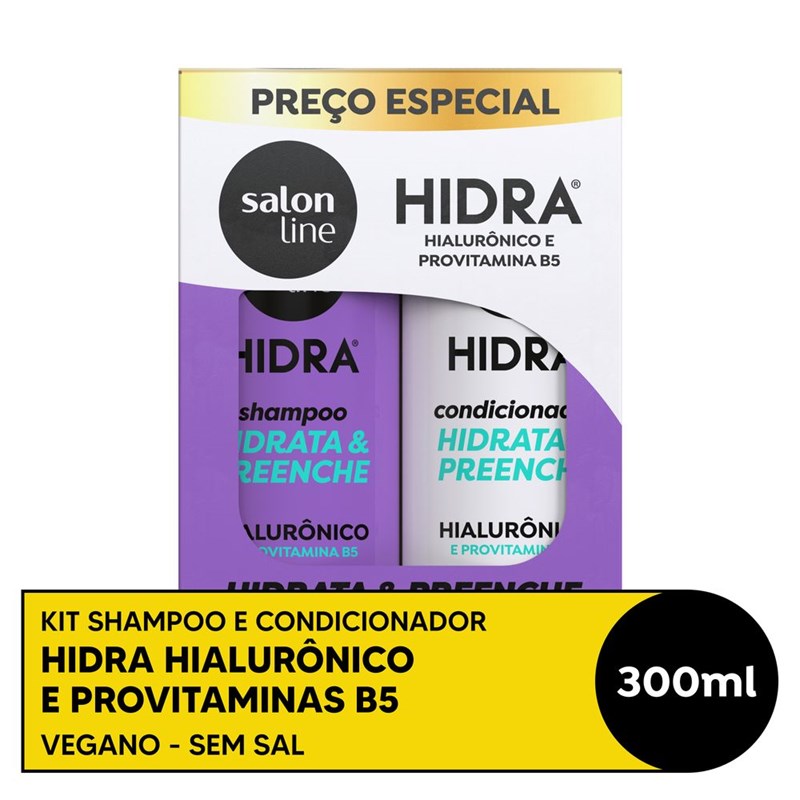 Kit Shampoo + Condicionador Salon Line Hidra 300 ml Hidrata e Preenche