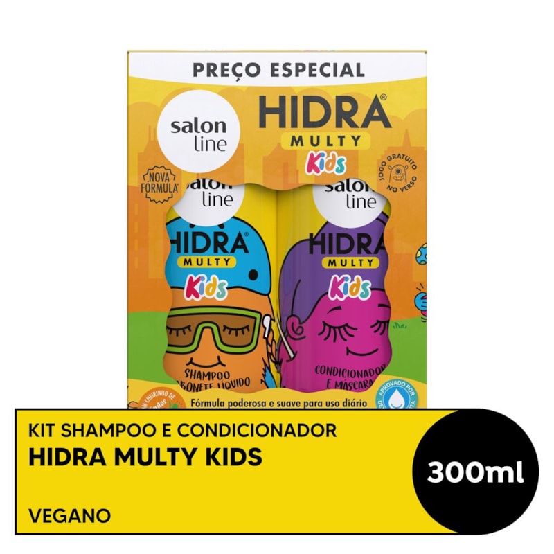 Kit Shampoo Condicionador Salon Line Hidra Kids 300 Ml Cada Multy Lojaslivia