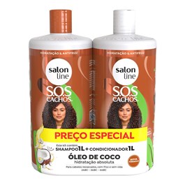 Kit Shampoo + Condicionador Salon Line S.O.S Cachos 1 Litro Óleo de Cocoo