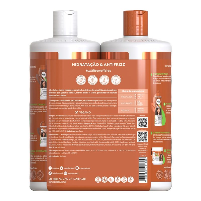 Kit Shampoo + Condicionador Salon Line S.O.S Cachos 1 Litro Óleo de Cocoo