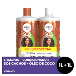 Kit Shampoo + Condicionador Salon Line S.O.S Cachos 1 Litro Óleo de Cocoo