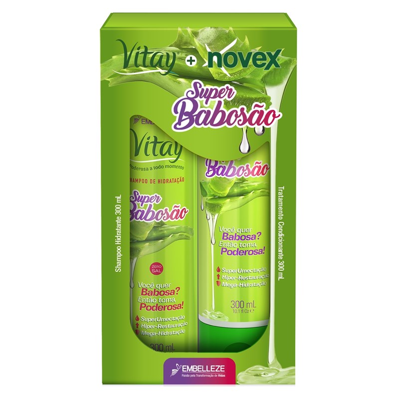 Kit Shampoo + Condicionador Vitay + Novex Super Babosão 300 ml Cada