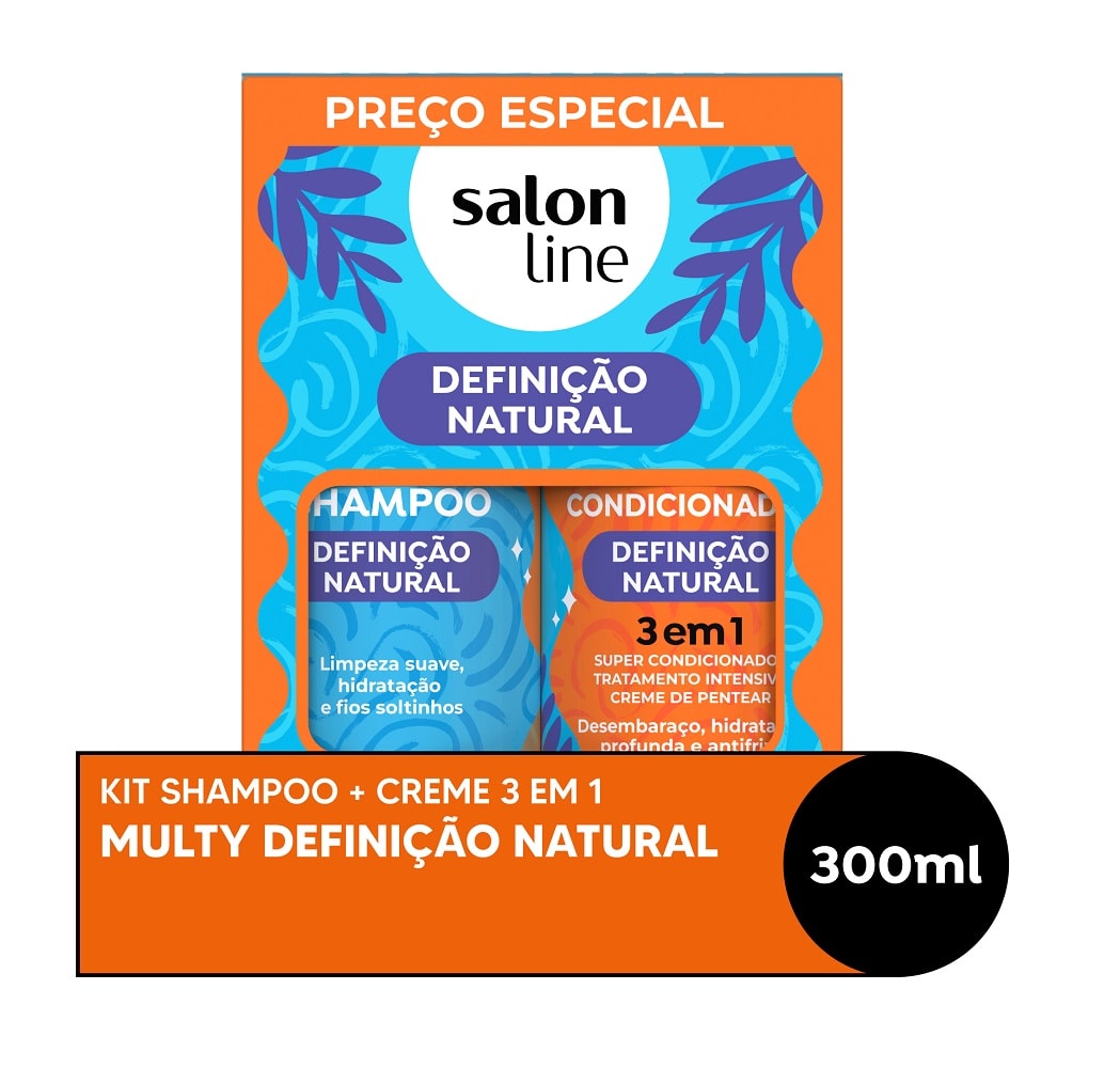 Kit Shampoo + Creme 3 em 1 Salon Line 300 ml Definição Natural