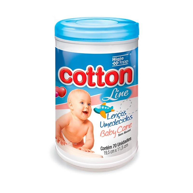 Lenços Umedecidos Cotton Line Baby Care 70 Unidades Azul