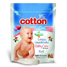 Lenços Umedecidos Cotton Line Baby Care 70 Unidades Refil