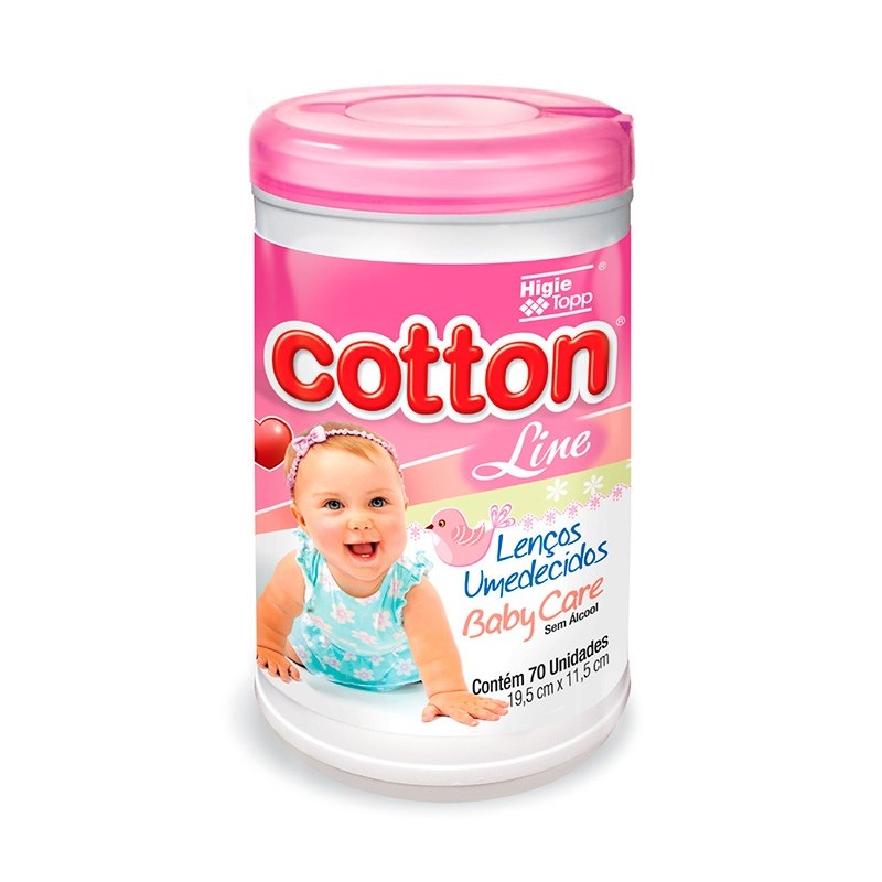 Lenços Umedecidos Cotton Line Baby Care 70 Unidades Rosa