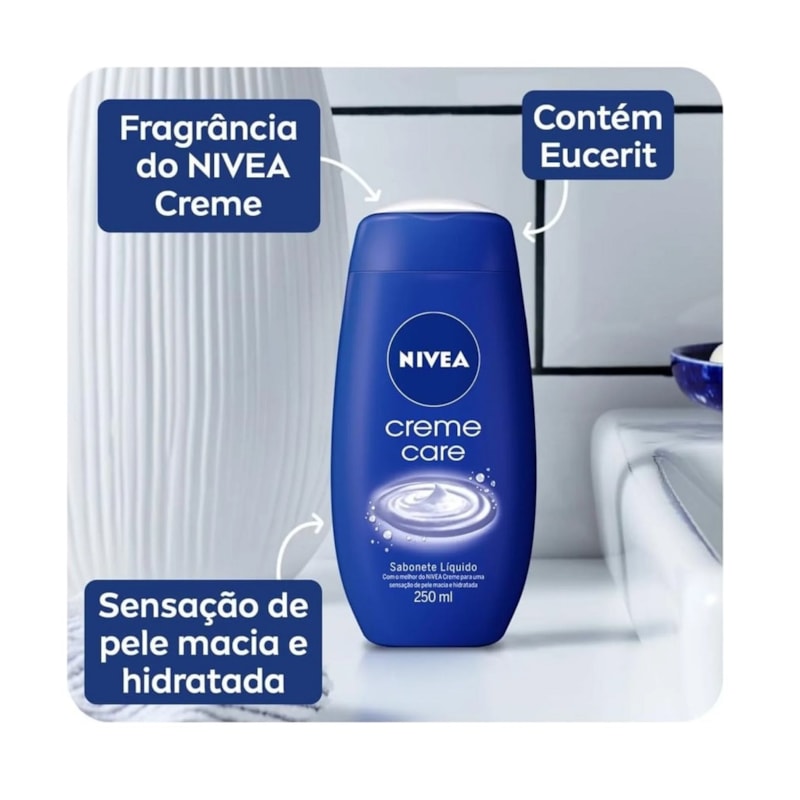 Loção Hidratante Nivea 200 ml Milk + Sabonete Líquido 250 ml Creme Care