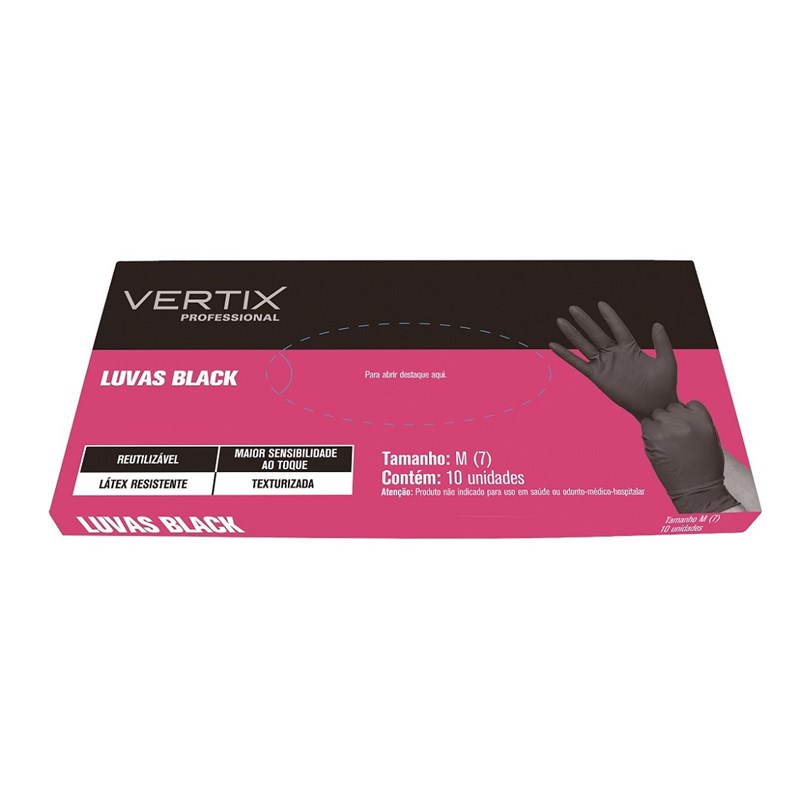 Luvas Black Vertix M 10 unidades