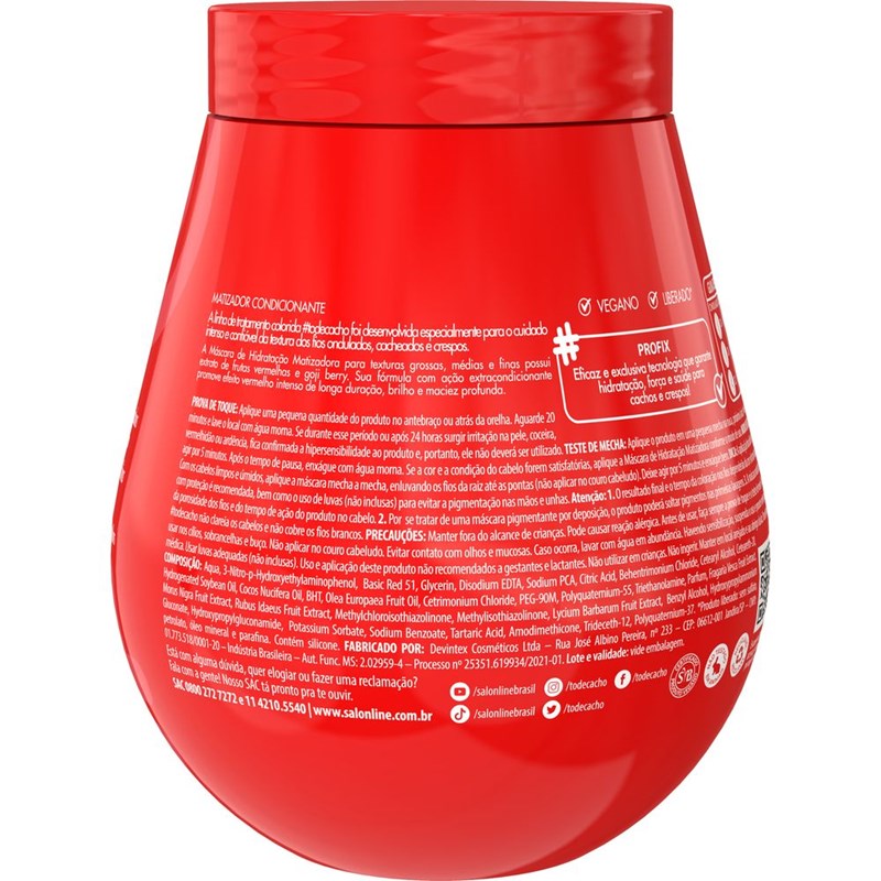 Máscara de Hidratação Salon Line #todecacho 500 gr Matizadora Vermelha