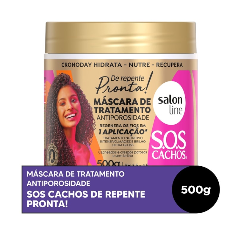 Máscara de Tratamento Salon Line S.O.S Cachos De Repente Pronta! 500 gr