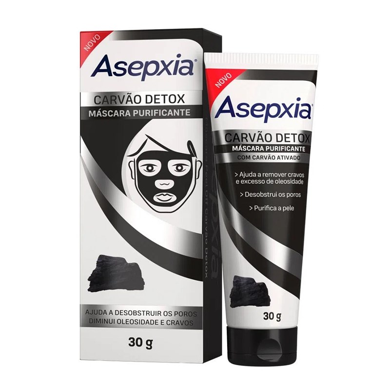 Máscara Purificante Facial Asepxia 30 gr Carvão Detox
