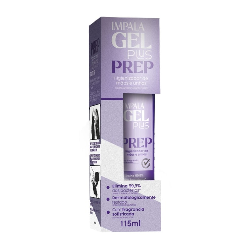 Prep Higienizador de Mãos e Unhas Impala Gel Plus 115 ml