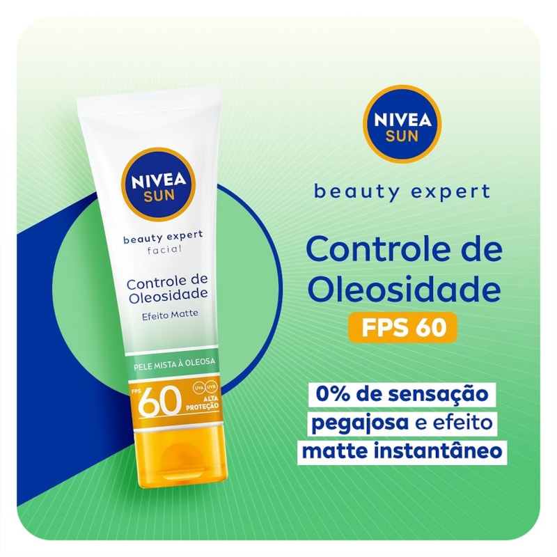 Protetor Solar Facial Nivea Sun FPS 60 50 gr Controle de Oleosidade