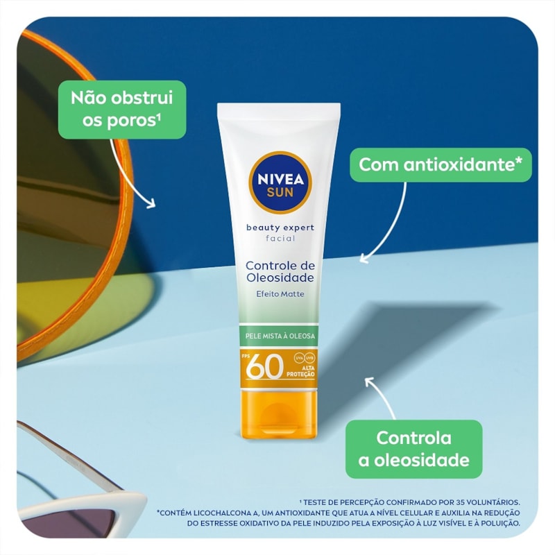 Protetor Solar Facial Nivea Sun FPS 60 50 gr Controle de Oleosidade