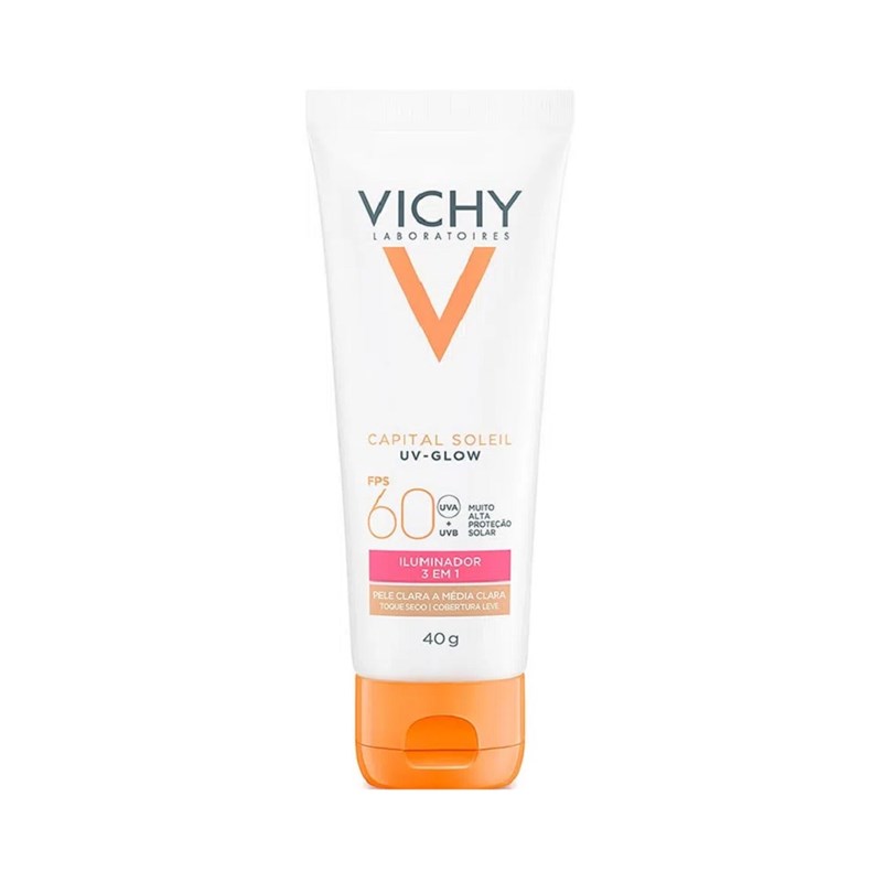 Protetor Solar Facial Vichy Capital Soleil UV-Glow FPS 60 40 gr Pele Média a Clara