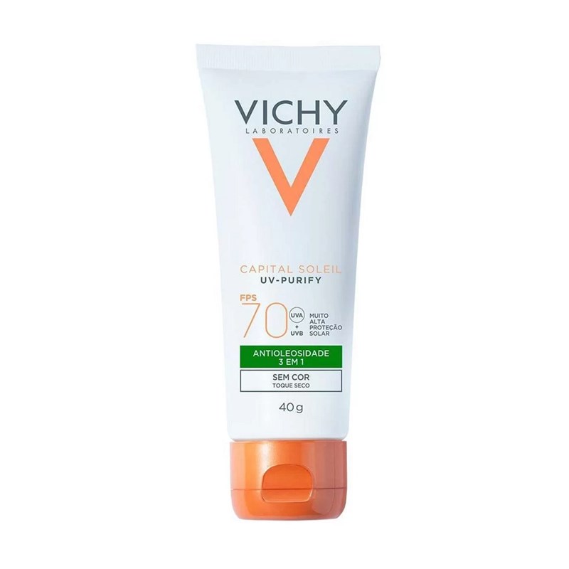Protetor Solar Facial Vichy Capital Soleil UV-Purify FPS 70 40 gr Sem Cor