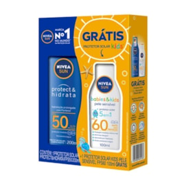 Protetor Solar Nivea Sun FPS 50 200 ml Protect & Hidrata + Protetor Solar Babies & Kids 100 ml